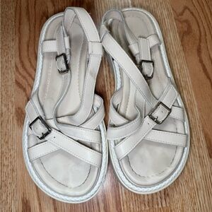 Genuine Leather Cream Sandals